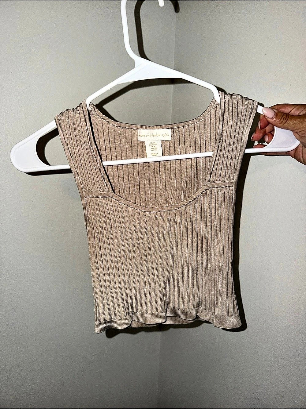 House of Harlow 1960 Ribbed Knit Tank Top in Champagne Size XS/S Like New